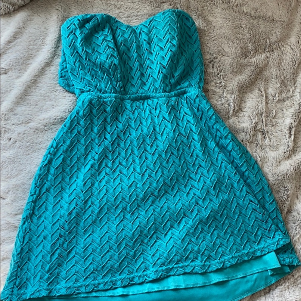 Charlotte Russe teal crochet dress